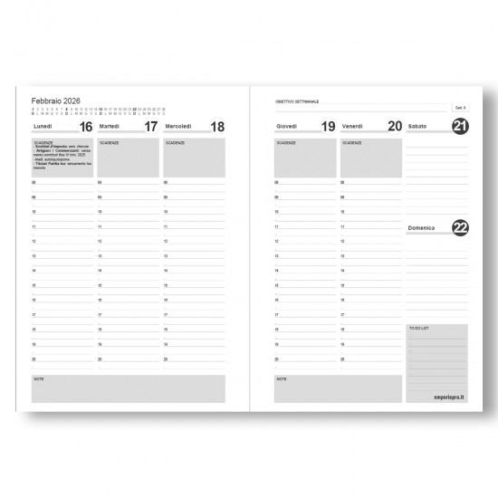 a Agenda 2026 – Fiscale SETTIMANALE - dimensioni 15,5 x 21 cm  - colore Blu/Arancio