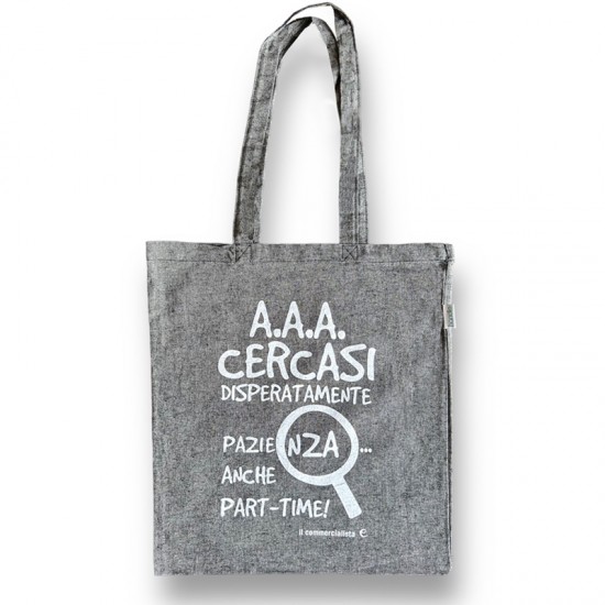 a Shopper AAA CERCASI PAZIENZA colore GRIGIO / NERO a Shopper AAA CERCASI PAZIENZA colore GRIGIO / NERO