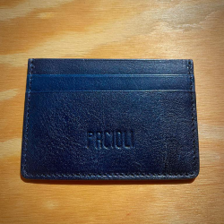 Portatessere Pacioli, colore blu in vera pelle 