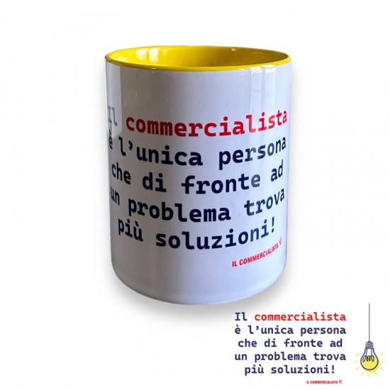 a Tazza con frase " Il commercialista è l'unica persona che..." colore Bianco/Giallo a Tazza con frase " Il commercialista è l'unica persona che..." colore Bianco/Giallo