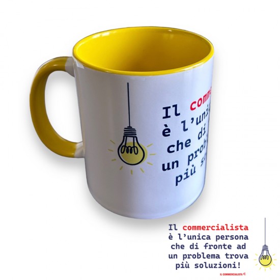 a Tazza con frase " Il commercialista è l'unica persona che..." colore Bianco/Giallo a Tazza con frase " Il commercialista è l'unica persona che..." colore Bianco/Giallo