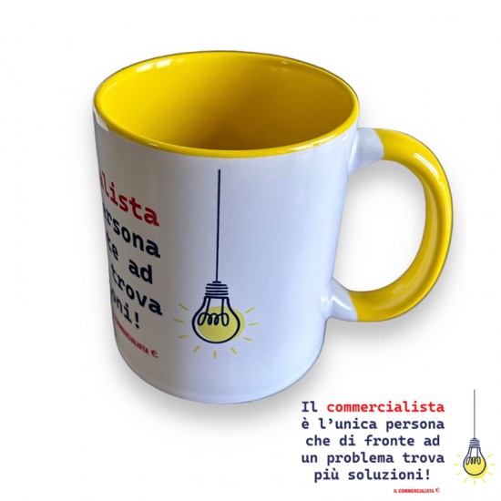 a Tazza con frase " Il commercialista è l'unica persona che..." colore Bianco/Giallo a Tazza con frase " Il commercialista è l'unica persona che..." colore Bianco/Giallo