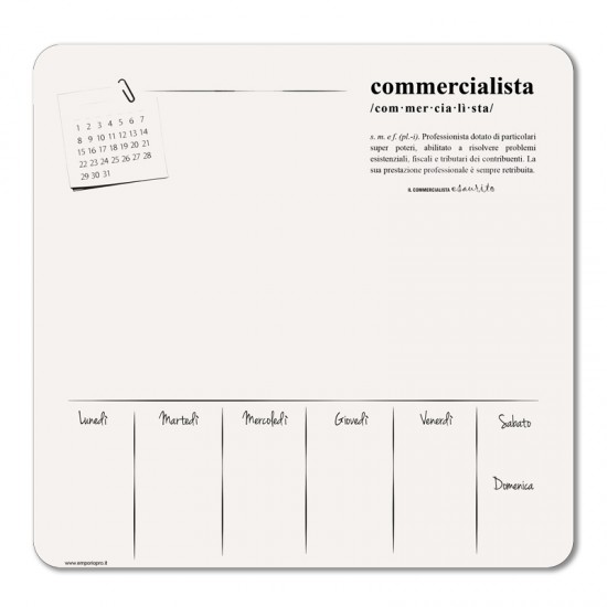 Sottomouse/blocco note - formato 20 x 20 cm – frase “ def. commercialista”