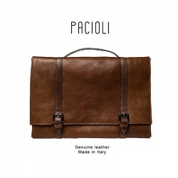 Pacioli - Portadocumenti “Numero uno”, colore marrone in vera pelle 