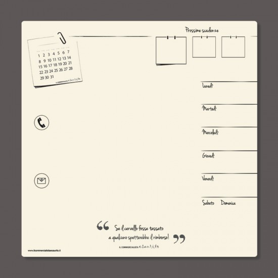 Sottomouse/blocco note - formato 20 x 20 cm – frase “Se il cervello fosse tassato...”