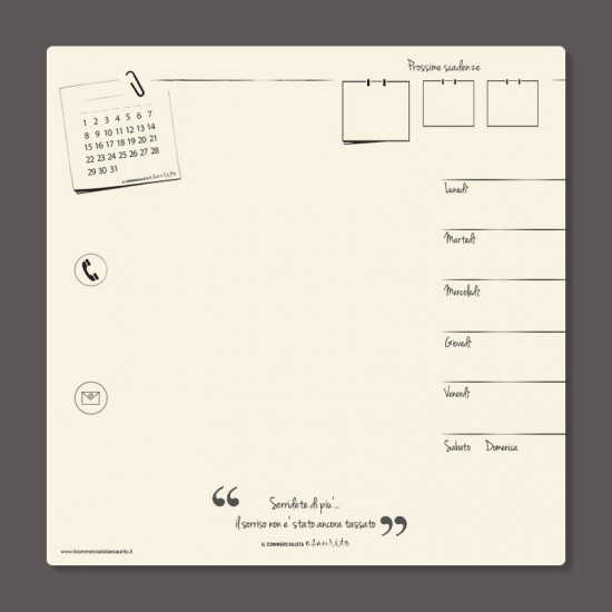 Sottomouse/blocco note - formato 20 x 20 cm – frase “Sorridete di più...”