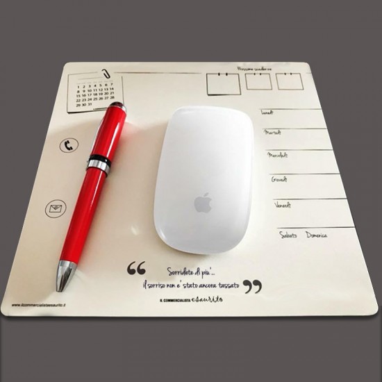 Sottomouse/blocco note - formato 20 x 20 cm – frase “Sorridete di più...”